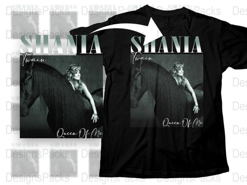 Shania Twain Queen of Me Horse Graphic T-Shirt, Black Tee, Music Fan Apparel, Vintage Style Concert Merchandise