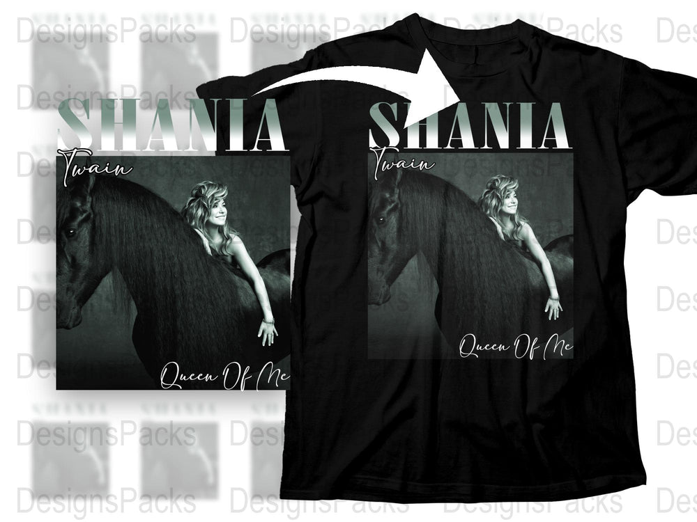 Shania Twain Queen of Me Horse Graphic T-Shirt, Black Tee, Music Fan Apparel, Vintage Style Concert Merchandise