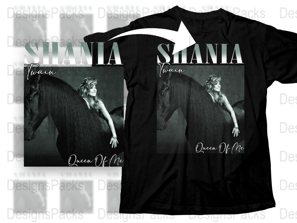 Shania Twain Queen of Me Horse Graphic T-Shirt, Black Tee, Music Fan Apparel, Vintage Style Concert Merchandise