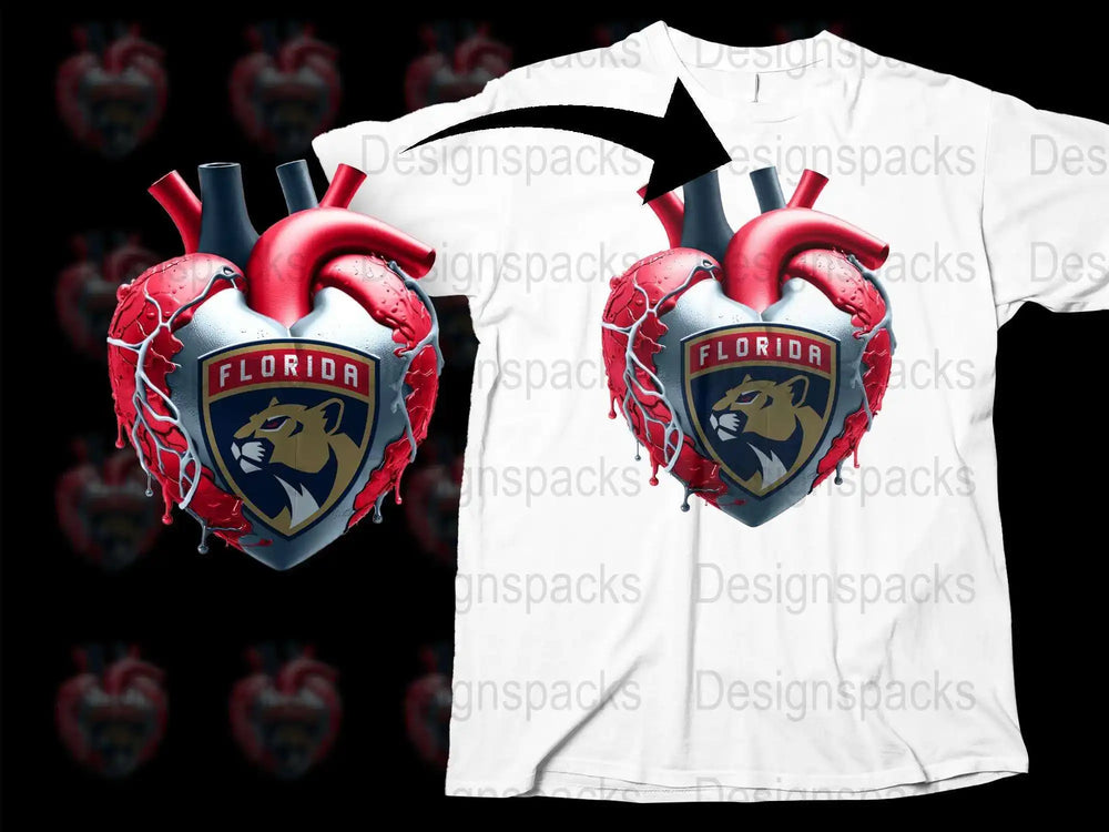 Florida Panthers Heart Design T-Shirt, NHL Team Graphic Tee, Sports Fan Apparel, Unique Hockey Clothing Gift