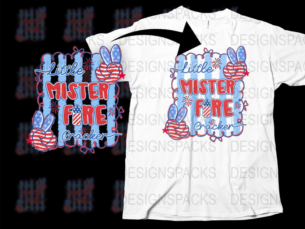 Little Mister Firecracker Boys 4th of July T-Shirt, Kids Patriotic Tee, American Flag Design, Summer Holiday Apparel, Red White Blue