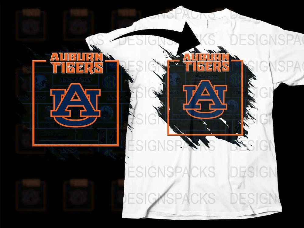 Auburn Tigers T-Shirt, Vintage College Football, Orange Blue Logo Graphic Tee, Unisex Fan Apparel