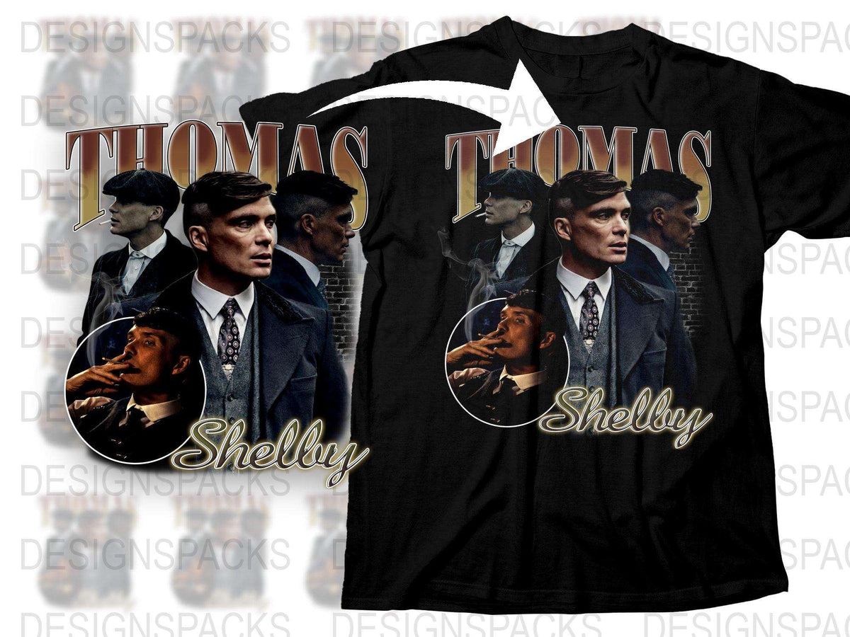 Thomas Shelby Graphic T-Shirt, Peaky Blinders Inspired Fan Art, Vintage Look, Black Cotton Tee, Multiple Sizes Available