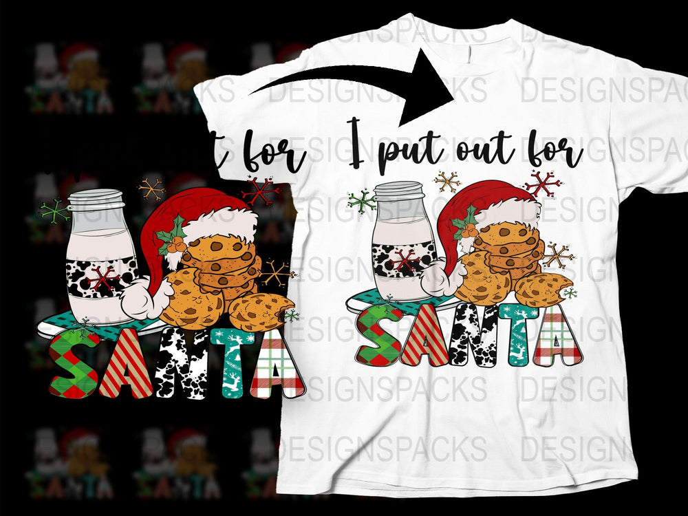 Cute Christmas Gingerbread and Milk Graphic T-Shirt, Festive Holiday Apparel for Family