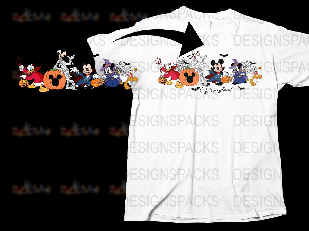 Disney Character T-Shirt, Mickey Mouse and Friends, Unisex White Tee, Cartoon Graphic, Disneyland Apparel