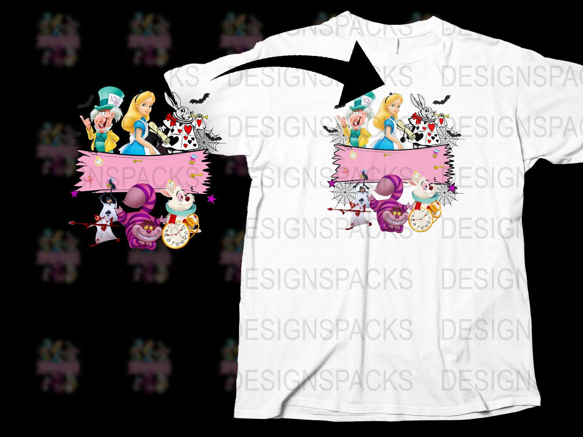 Alice in Wonderland Cartoon Character T-Shirt, Cute Graphic Tee for Kids and Adults, Unique Gift Idea