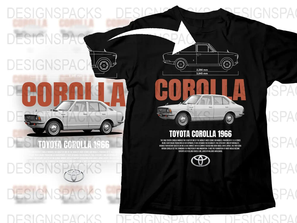 Vintage Toyota Corolla 1966 Graphic T-Shirt, Classic Car Enthusiast, Retro Automotive Tee, Collector Gift Idea