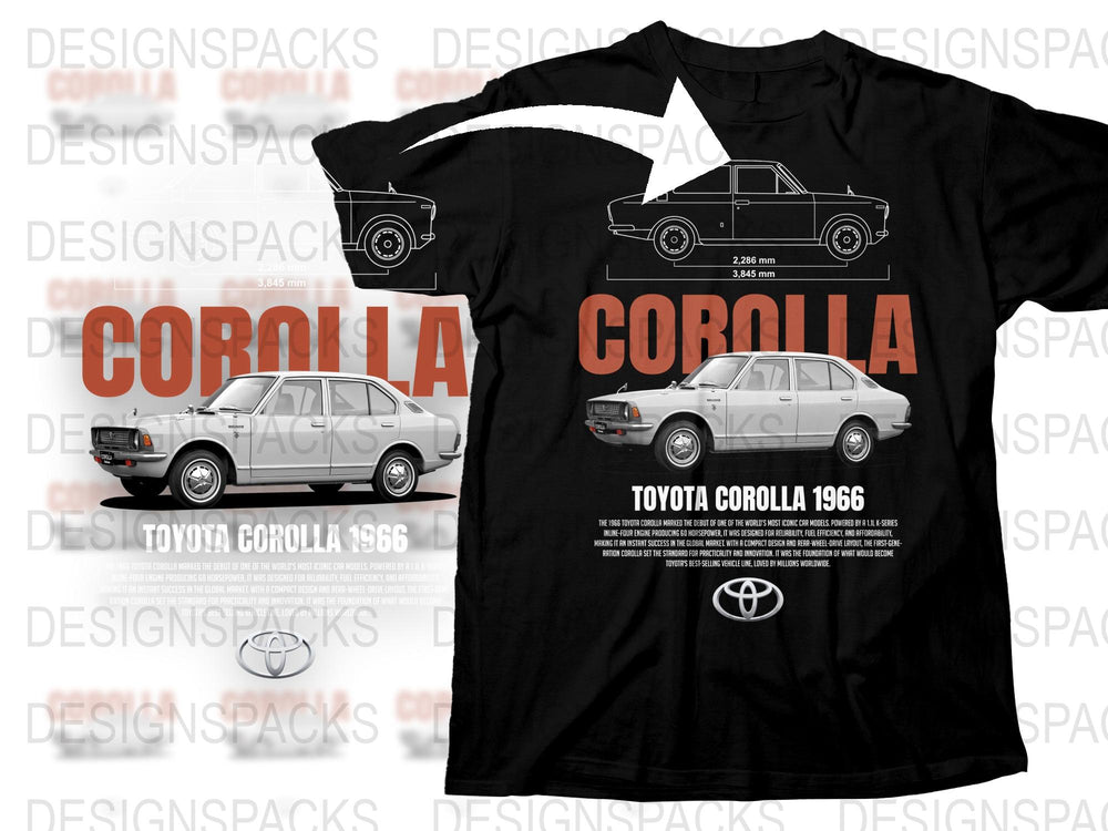 Vintage Toyota Corolla 1966 Graphic T-Shirt, Classic Car Enthusiast, Retro Automotive Tee, Collector Gift Idea