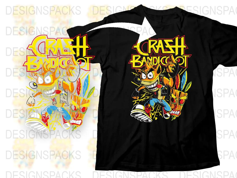 Crash Bandicoot T-Shirt, Classic Video Game Graphic Tee, Retro Gamer Fashion, Colorful Unisex Shirt