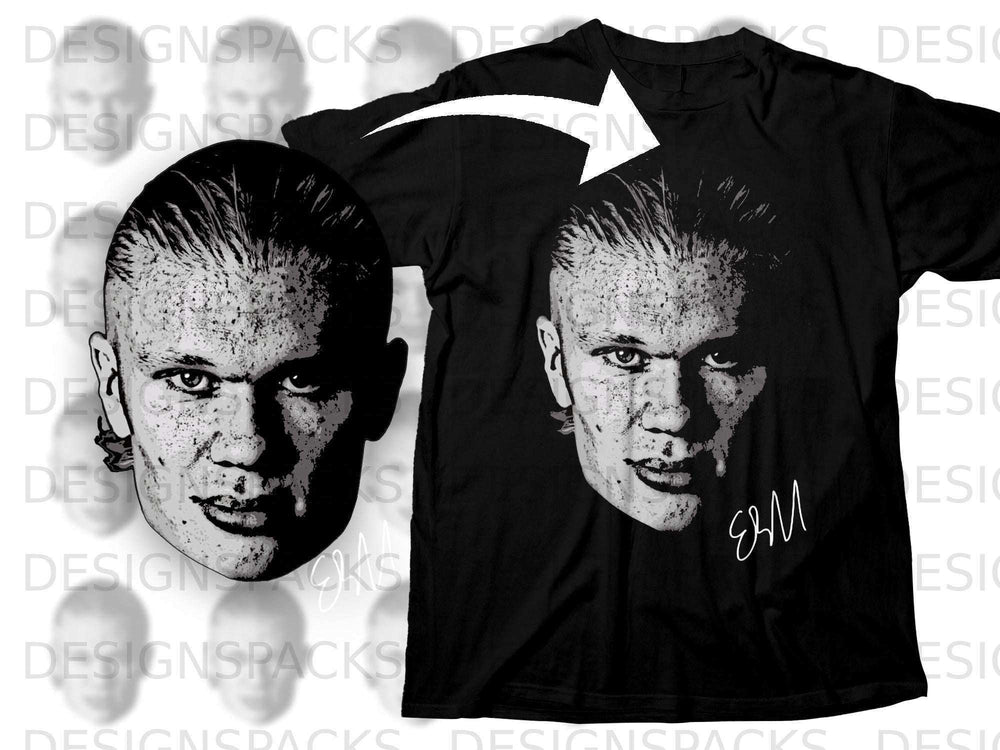 Striking Black Shirt with Detailed Monochrome Face Design