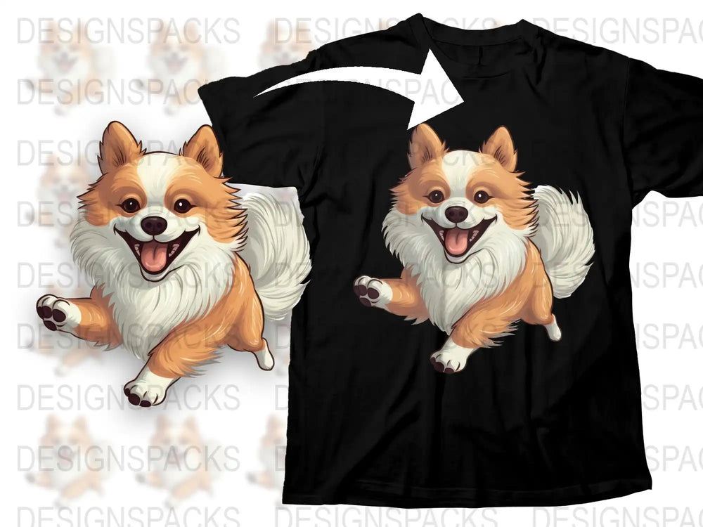 Cute Corgi Dog Graphic T-Shirt, Funny Welsh Corgi Smiling Design, Unisex Black Tee for Dog Lovers, Casual Canine Apparel