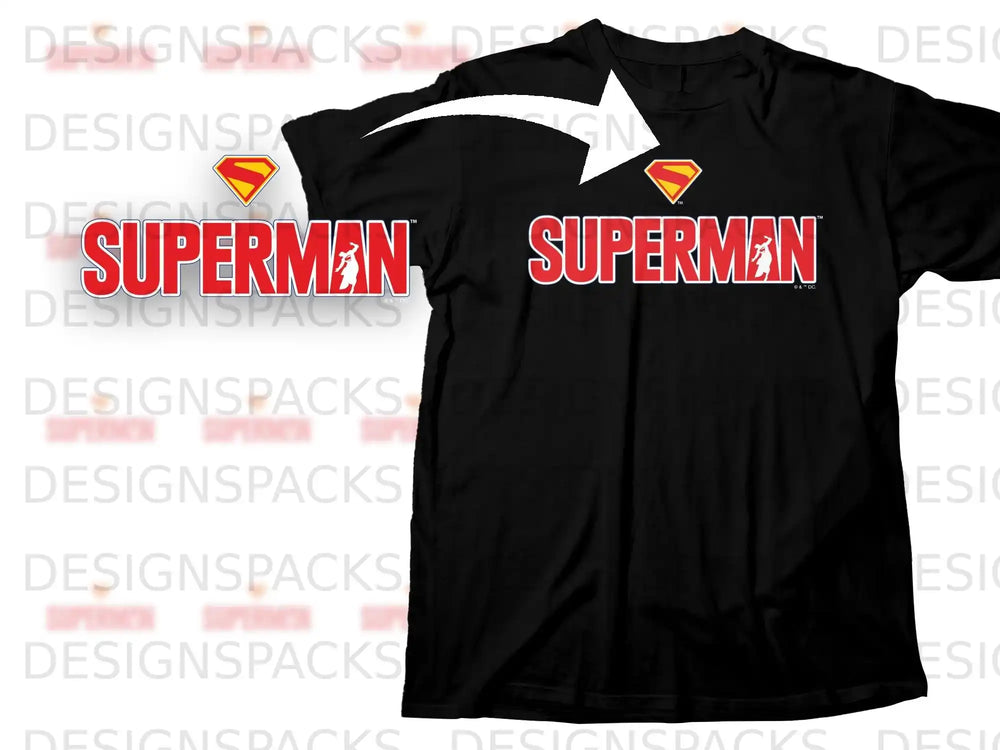 Superman Red and Yellow Logo on Black T-Shirt