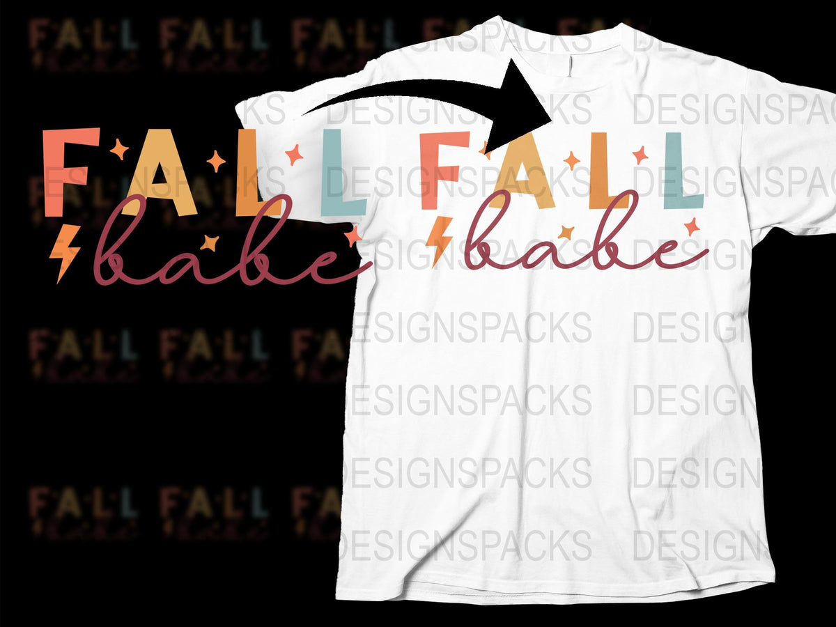 Fall Babe Graphic T-Shirt, Autumn Inspired Casual Tee, Trendy Seasonal Apparel, Orange Autumn Leaves Design