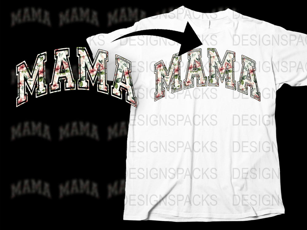 Mama Floral Print T-Shirt, Stylish Women's Casual Tee, Mother's Day Gift, Colorful Flowers Design Top