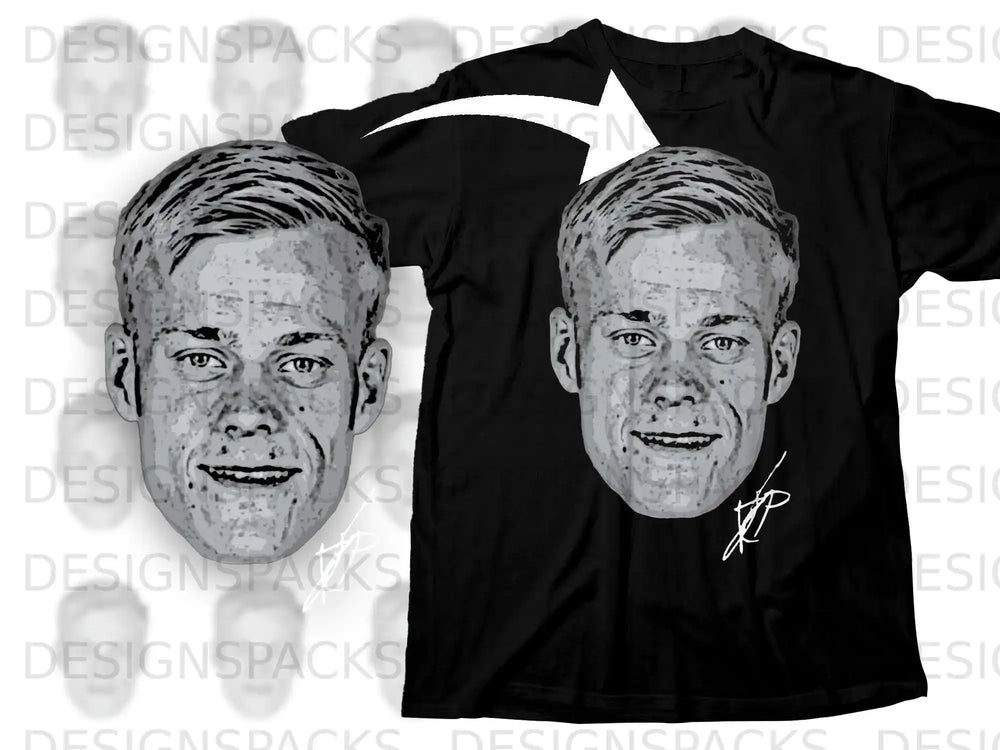 Detailed Face Graphic Black Shirt Signature Design