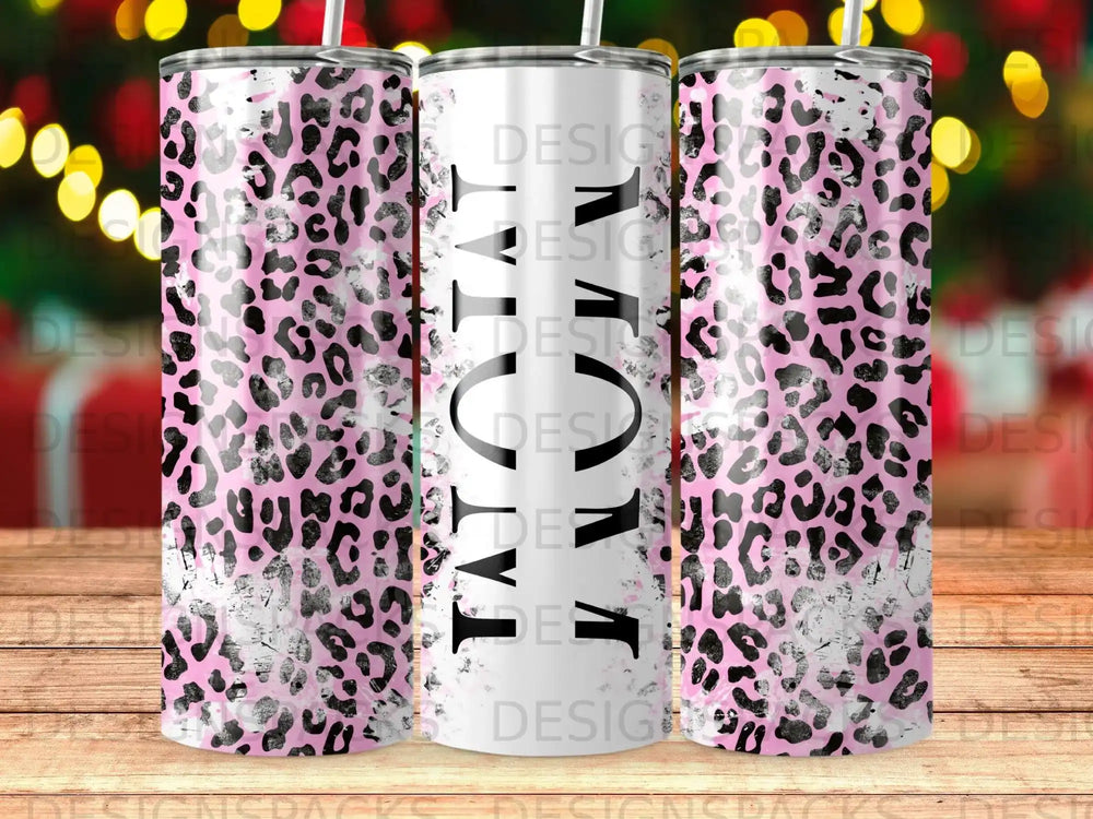 Pink Leopard Mom Distressed Grunge Print Tumbler Product Type