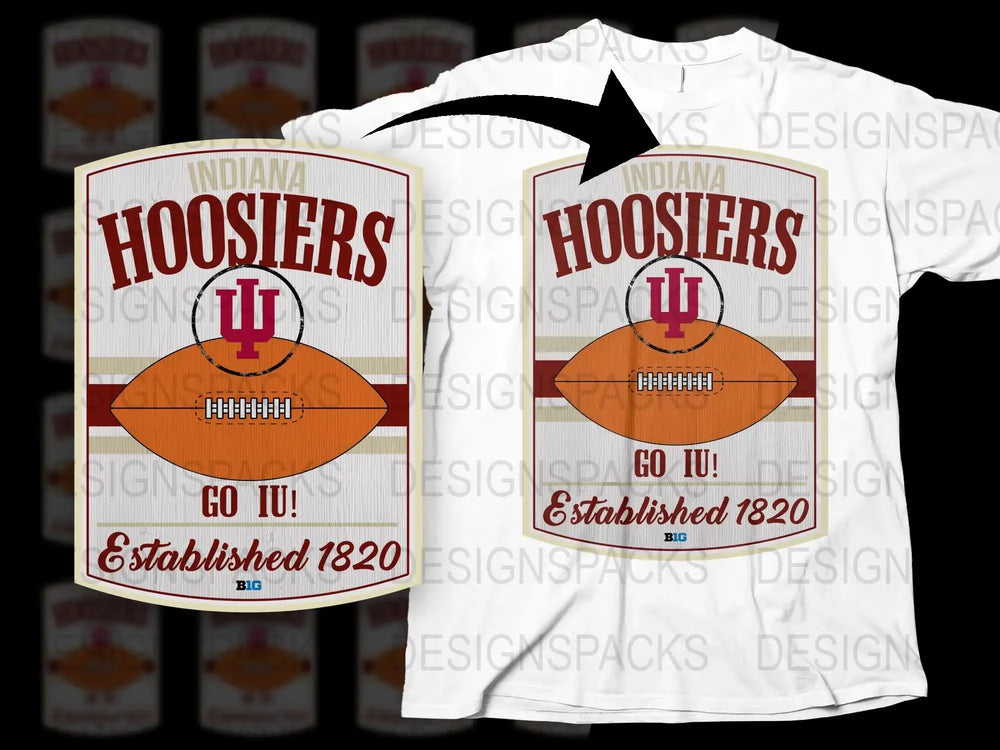 Indiana Hoosiers Vintage T-Shirt, Retro Football Design, Established 1820, College Sports Fan Apparel