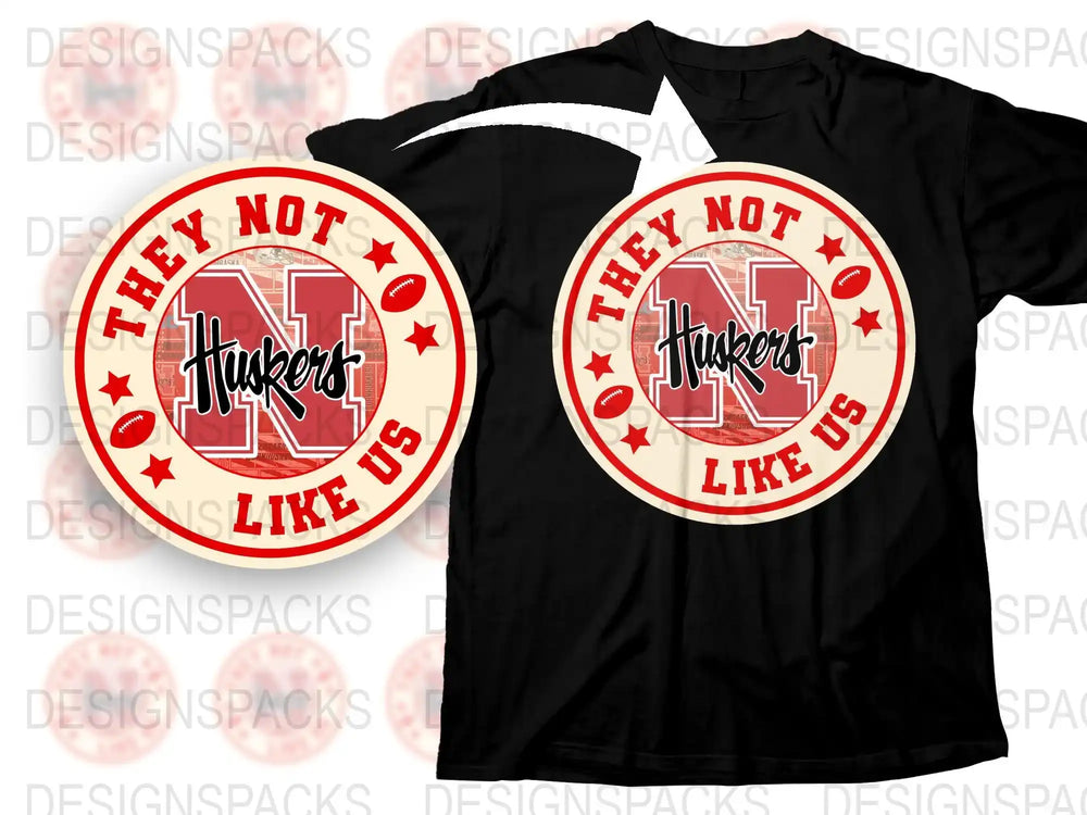 Huskers They Not Like Us T-Shirt, Nebraska Football Fan Gear, College Sports Apparel, Red and White Graphic Tee