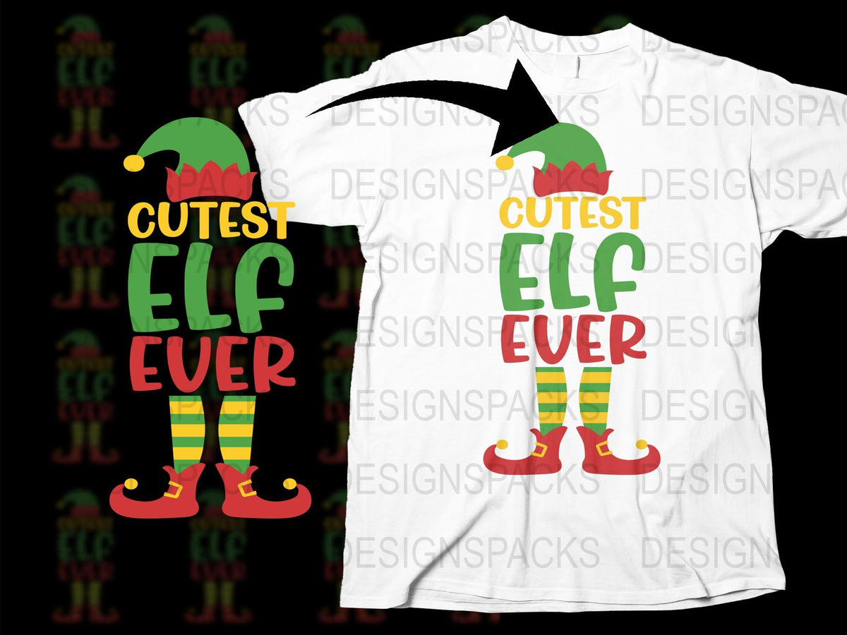 Cute Elf Ever T-Shirt, Christmas Holiday Graphic Tee, Festive Elf Design, Unisex Adult Clothing