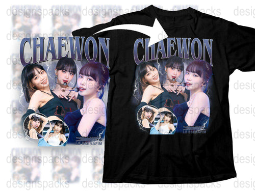 Chaewon Fan T-Shirt, K-Pop Idol Graphic Tee, Black Cotton Shirt, Multiple Poses Design, Music Merchandise