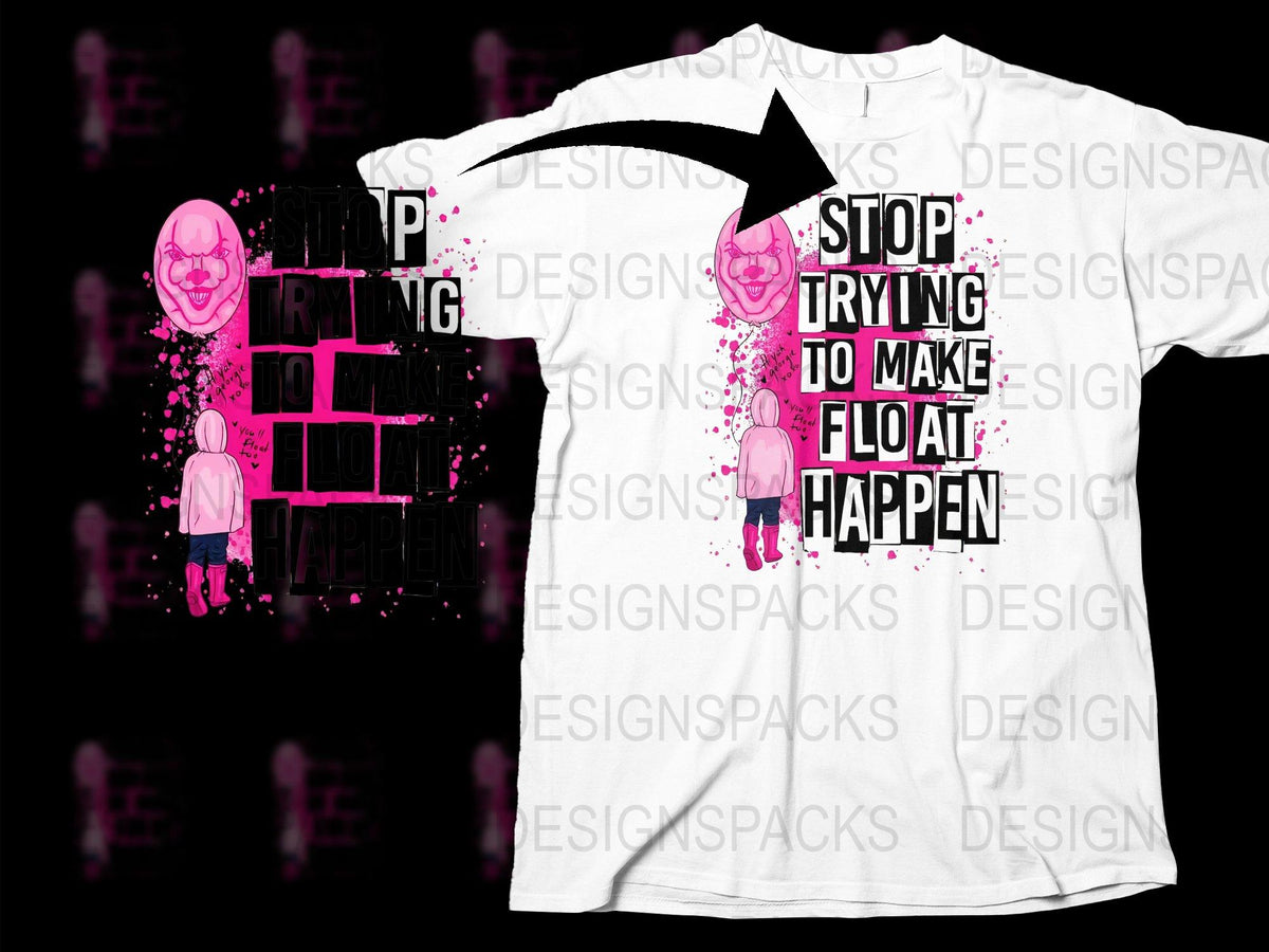 Graphic Tee Pink Skull Design, 'Stop Trying to Make Flo At Happen' T-Shirt, Urban Streetwear Style