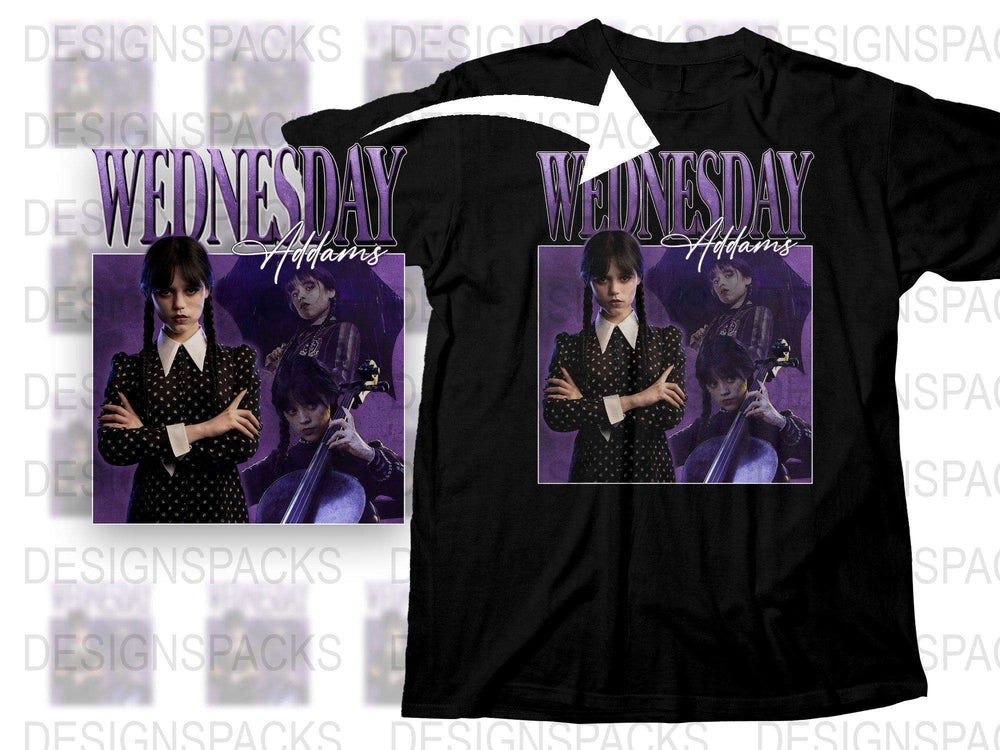 Wednesday Addams Inspired T-Shirt, Gothic Style Graphic Tee, Vintage Look, Fan Art Outfit