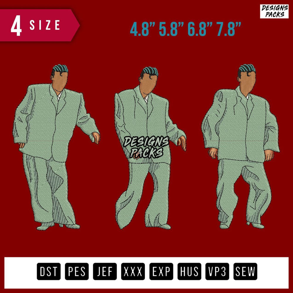 3 man Embroidery Design