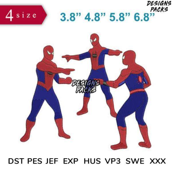 Spider-Man embroidery design in 4 sizes, compatible with DST PES JEF formats for instant download