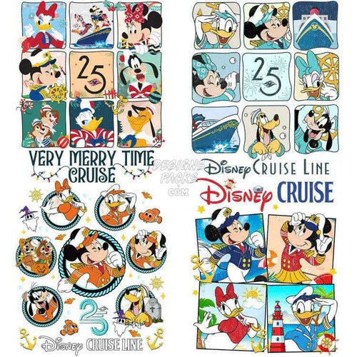 4 Cartoon Mouse Boat Cruise Designs Bundle Png