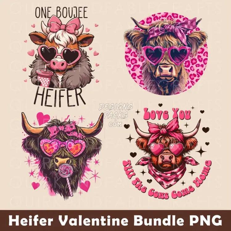 4 Heifer Valentine Designs Bundle Png