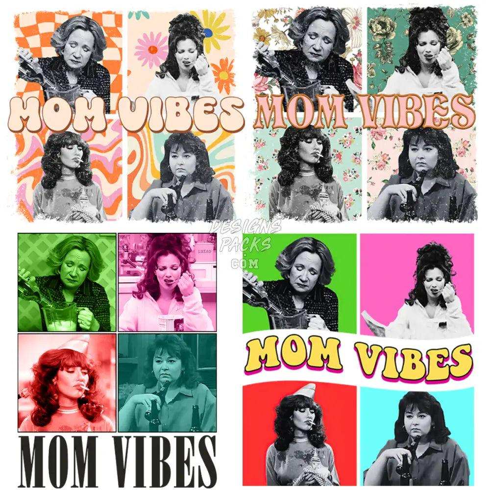 4 Mother’s Day Mom Vibes Designs Bundle Png