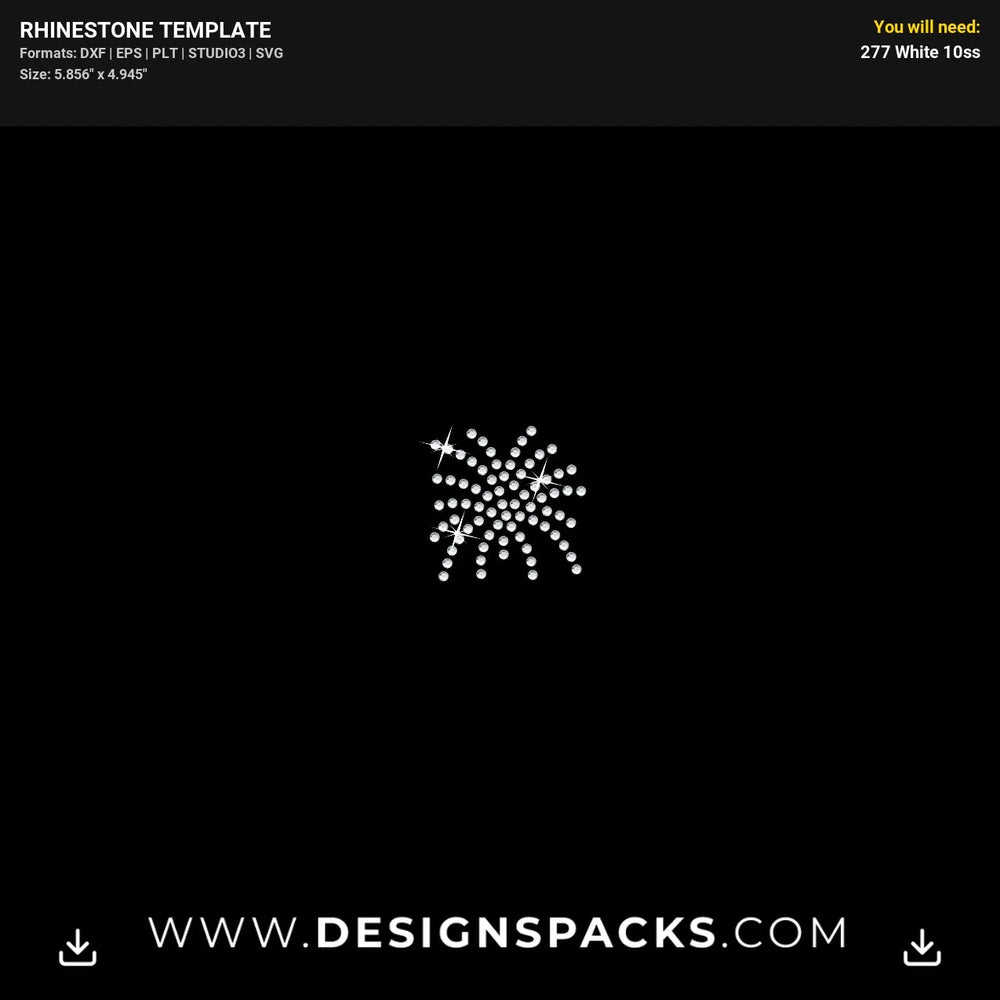 4 Small Fireworks Rhinestone Digital Template