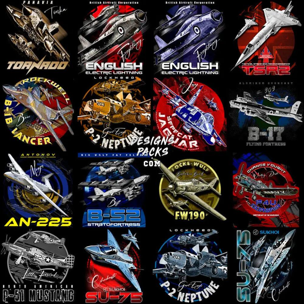 40 Best Aircrafts Airplane V2 Military Designs Bundle Png