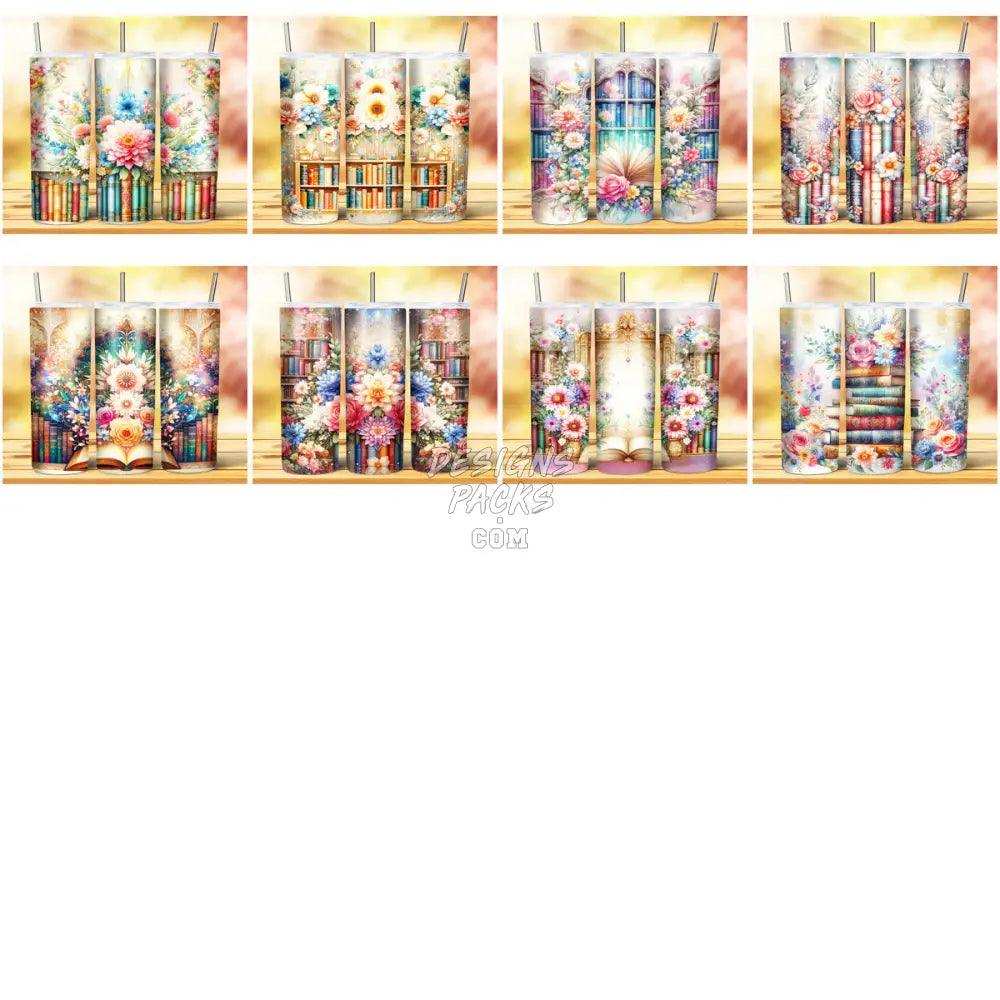 40 Books Floral Tumbler Wrap Bundle Jpg