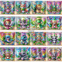 Load image into Gallery viewer, 40 Cartoon Cute Animals Weed 420 Cannabis Tumbler Wrap Bundle Jpg
