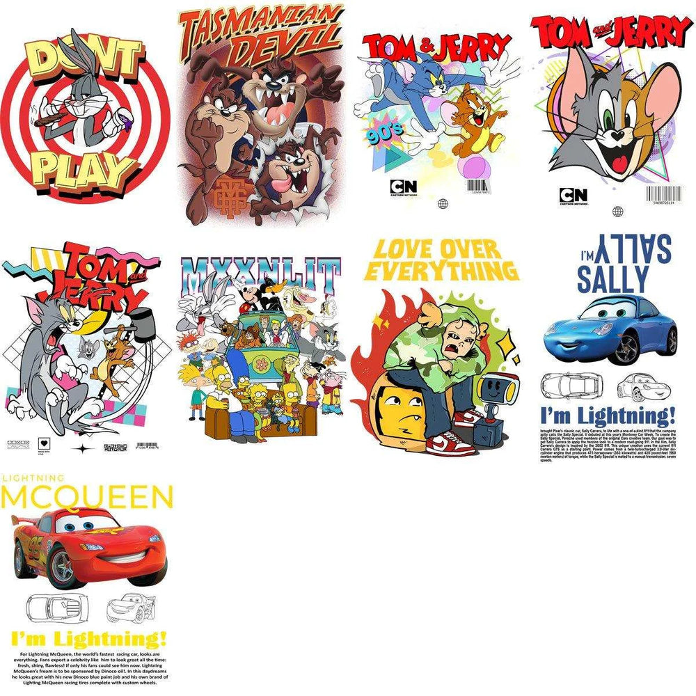 40 Cartoons 90s Kids Classics Street Wear Designs Bundle PNG