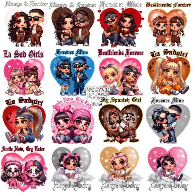 40 Chicano Valentine Day Designs Bundle Png