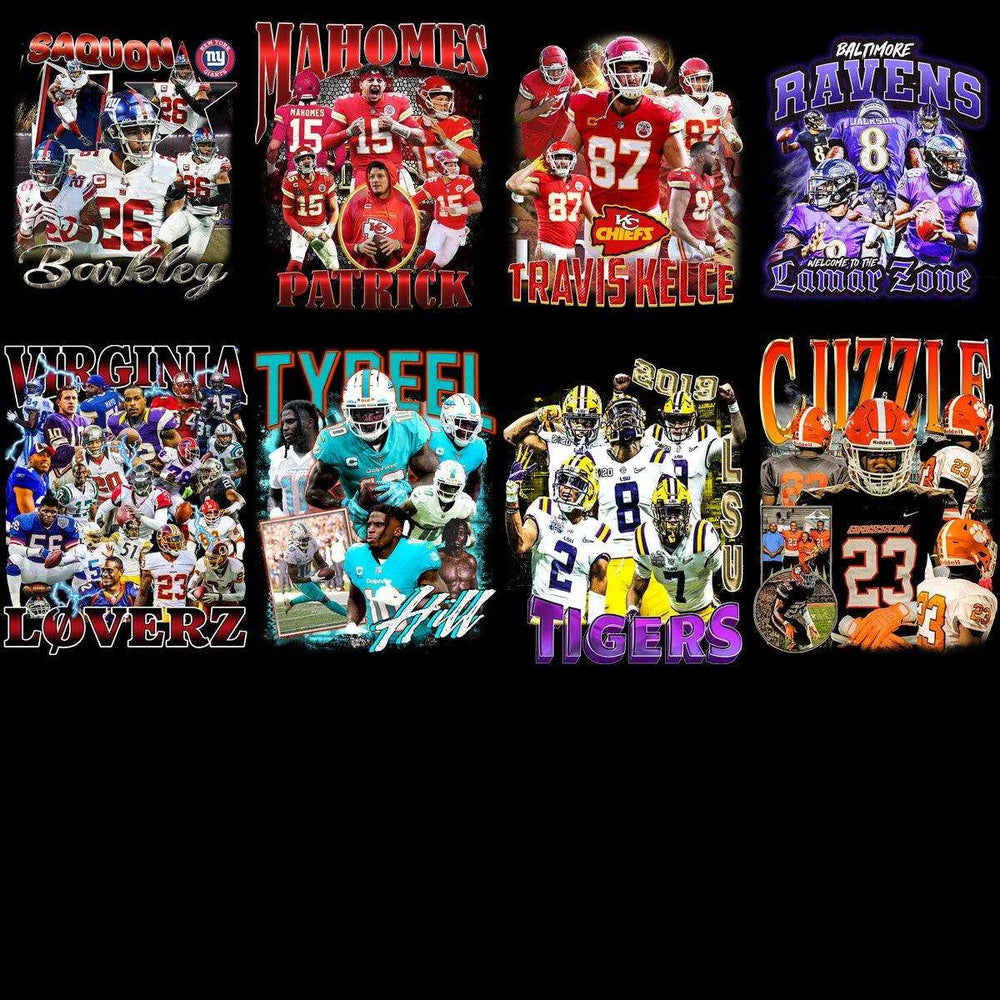 40 Football Players & Teams Bootleg Designs Bundle PNG