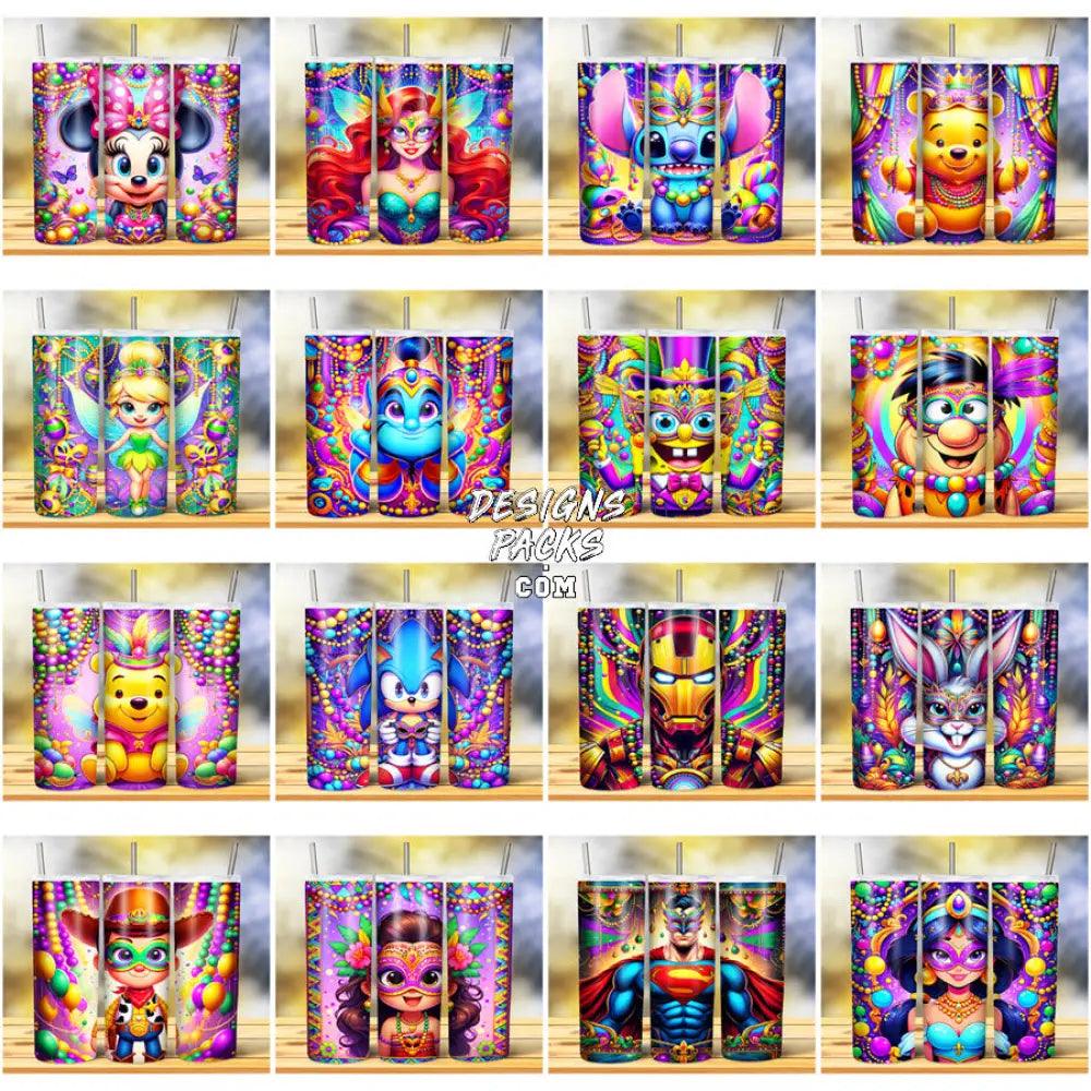 40 Mardi Gras Cartoons Tumbler Wrap Bundle Jpg