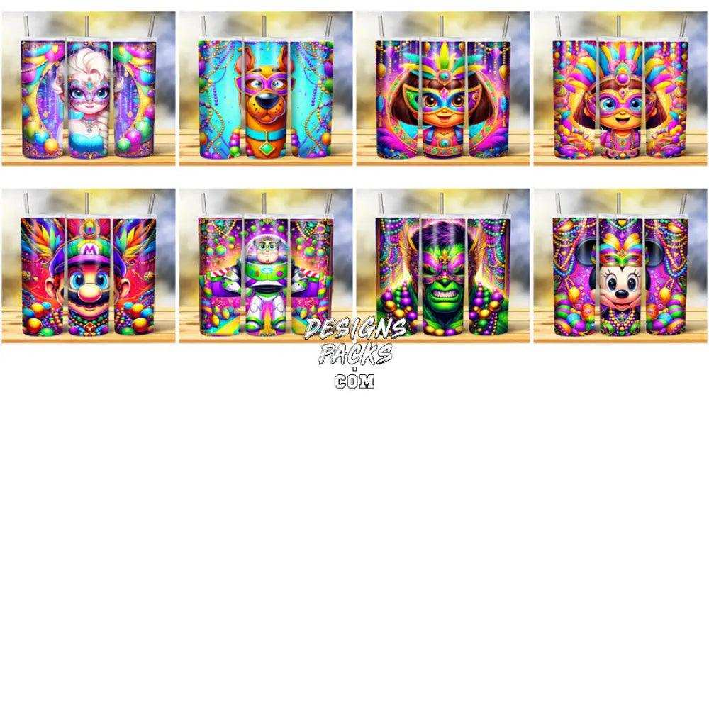 40 Mardi Gras Cartoons Tumbler Wrap Bundle Jpg