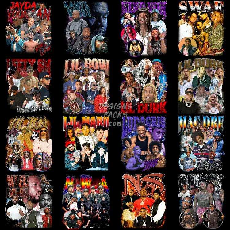 40 Rap Hip Hop Bootleg Stars Designs Bundle Png
