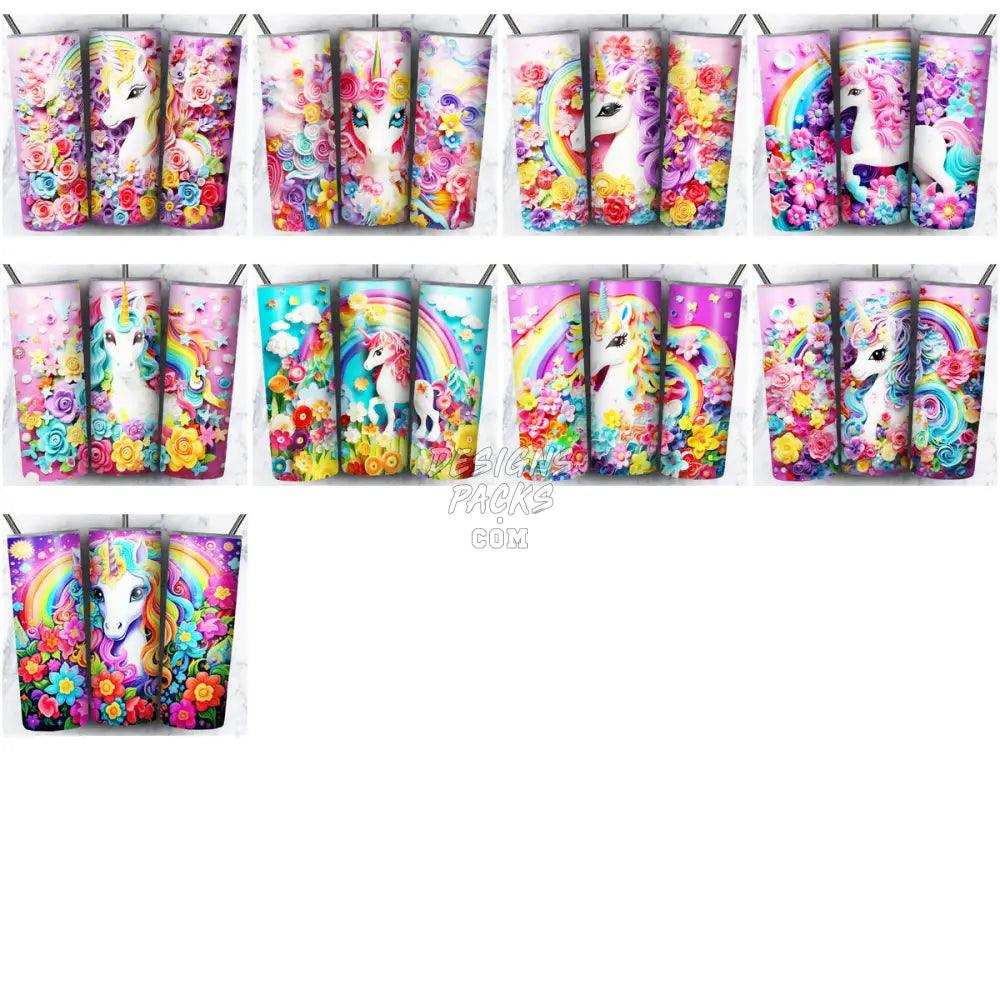 40 Unicorn Colorful Tumbler Wrap Bundle Jpg
