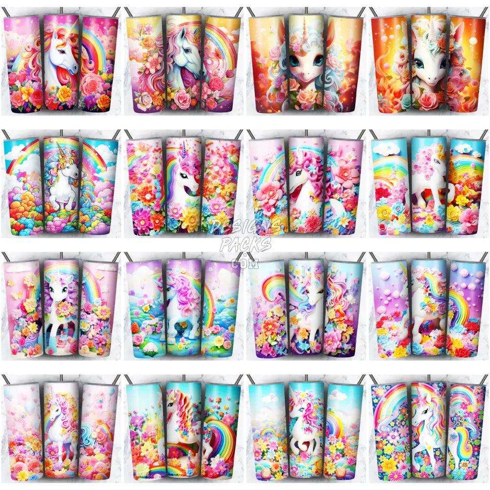 40 Unicorn Colorful Tumbler Wrap Bundle Jpg