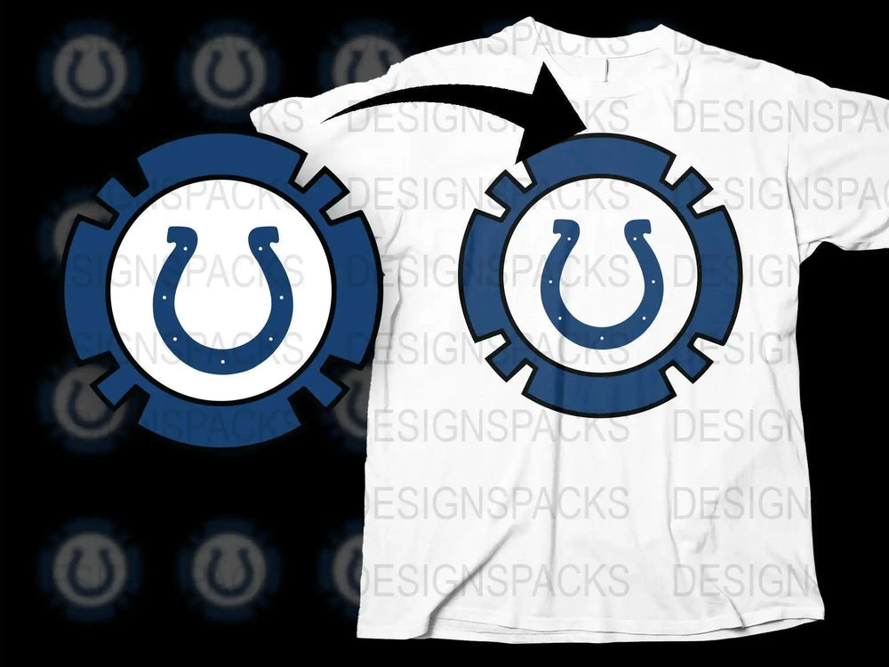 Horseshoe Logo T-Shirt, Graphic Tee, Blue and White, Casual Wear, Unisex Fashion, Sports Fan Gear, Trendy Design