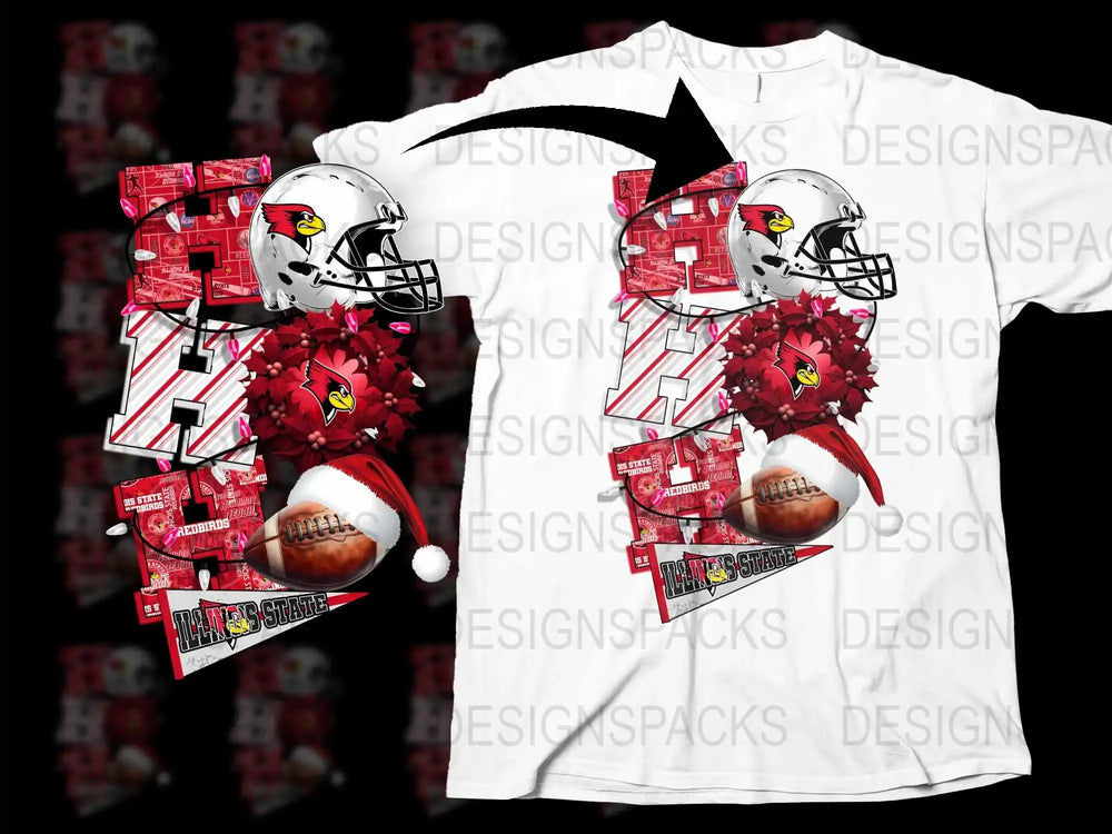 Unique Cardinal Football Design T-Shirt, Vibrant Red Floral Pattern, Sporty Casual Wear