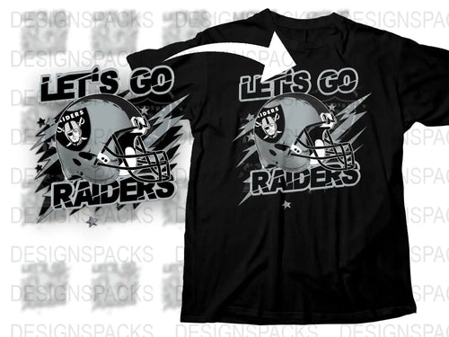 Las Vegas Raiders T-Shirt, Let's Go Raiders Helmet Graphic Tee, NFL Football Fan Apparel, Sports Black Shirt
