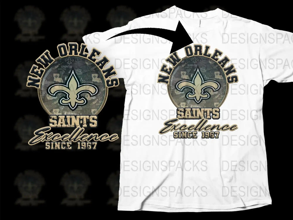 New Orleans Saints T-Shirt, Excellence Since 1957, Vintage Sports Tee, Fleur-de-lis Design, Casual Streetwear, Gift for Sports Fans