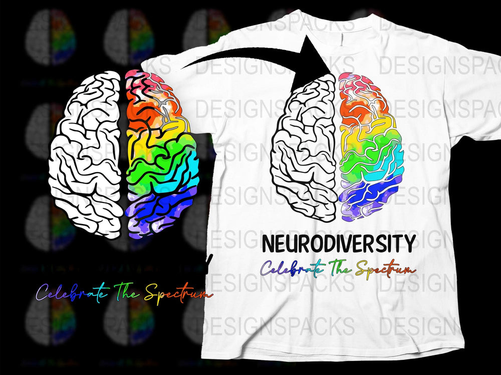 Colorful Brain Art Neurodiversity T-Shirt, Celebrate The Spectrum, Unique Graphic Tee for Awareness