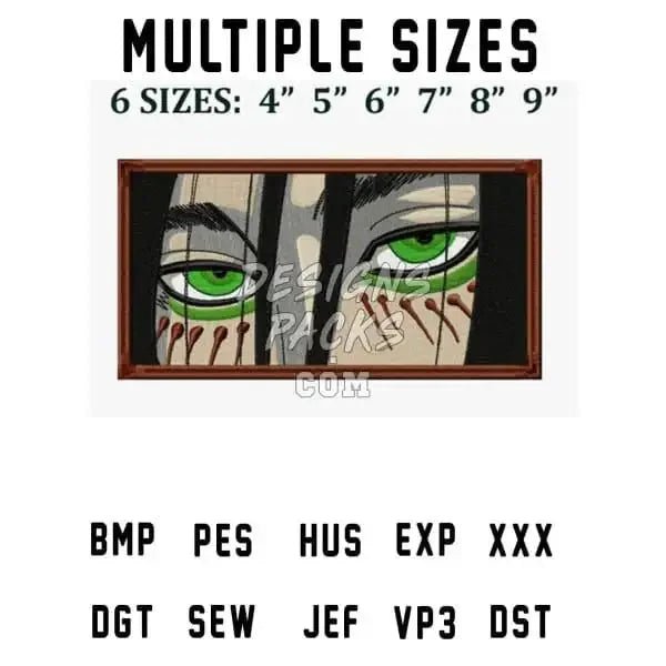 Anime Eyes Embroidery Design