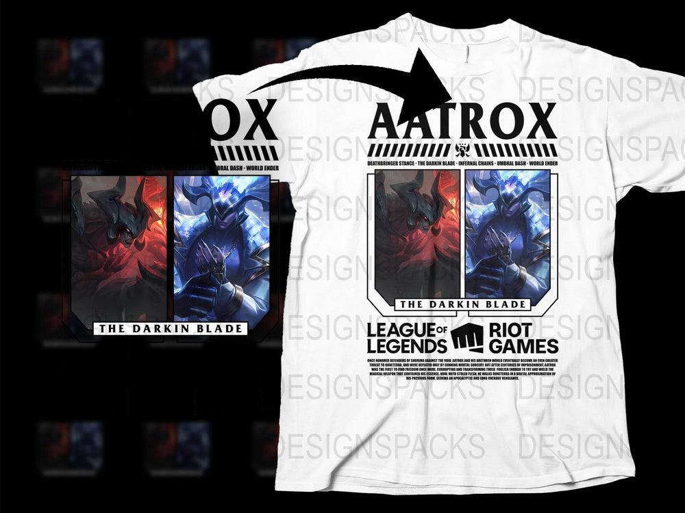 League of Legends Aatrox T-Shirt, Gamer Clothing, The Darkin Blade Graphic Tee, Gaming Merchandise, Riot Games Apparel